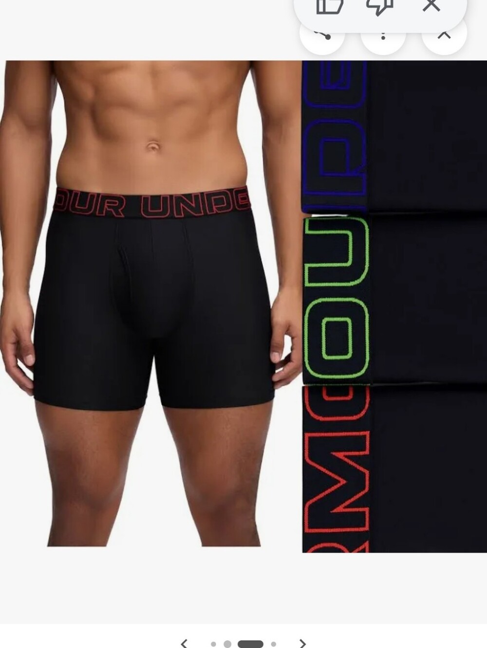 Under Armour Men’s 3-Pack Performance Boxer Briefs – Royal Blue/Gray/Navy - Picture 4 of 6